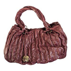 Donald J Pliner Plum/Wine/Burgundy Large Leather Handbag Purse Geometric Pattern